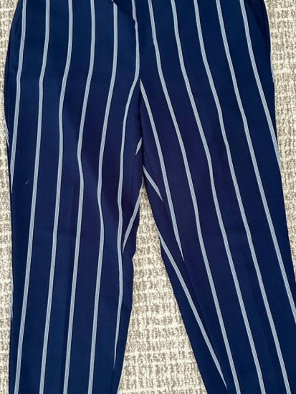 Old Navy Navy Blue with White Stripes Pull-On Ankle Women's Summer Pants, Sz 14